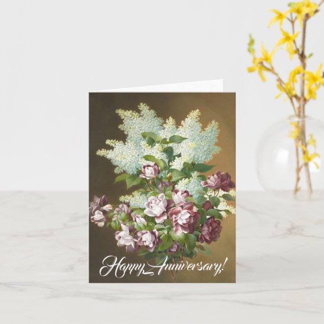 Roses and Lilacs Card (Yellow Flower)