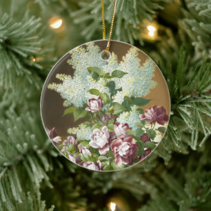 Roses and Lilacs, Christmas Ceramic Tree Decoration