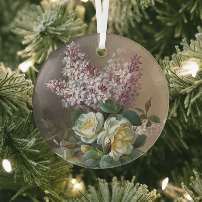 Roses and Lilacs Glass Tree Decoration (Insitu)