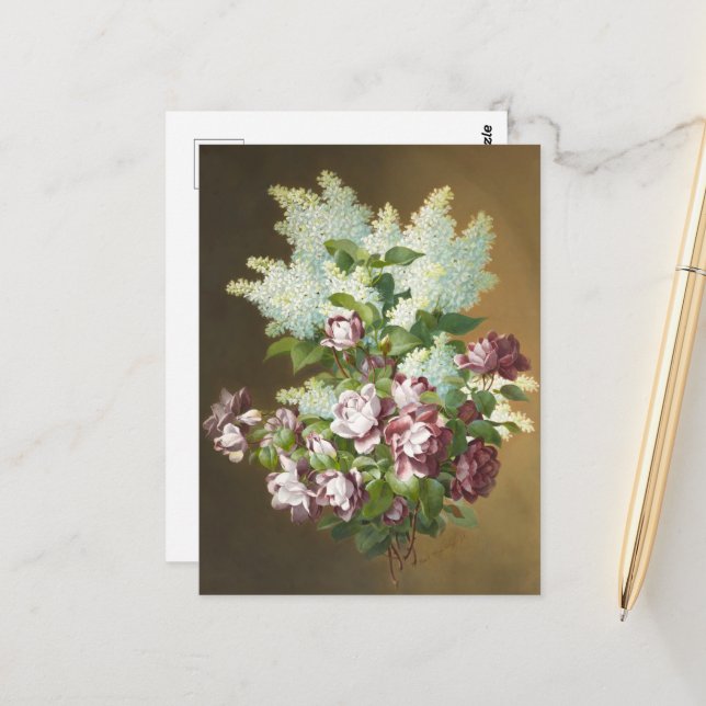 Roses and Lilacs  Postcard (Front/Back In Situ)