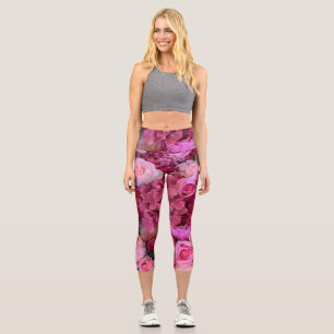 Roses and Lilys Deco Art Capri Leggings