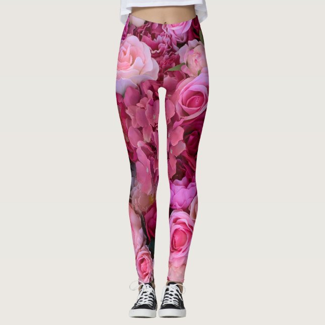 Roses and Lilys Deco Art Leggings (Front)