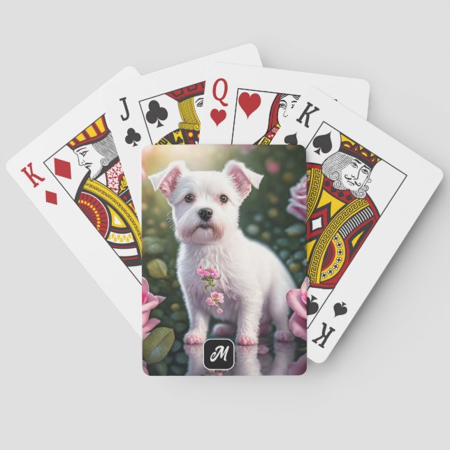 Roses And Little Dog Collection Playing Cards (Back)