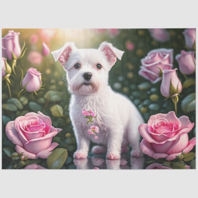 Roses And Little Dog Collection Tissue Paper (Front)