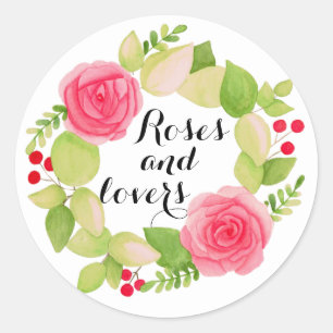 Roses and Lovers Classic Round Sticker