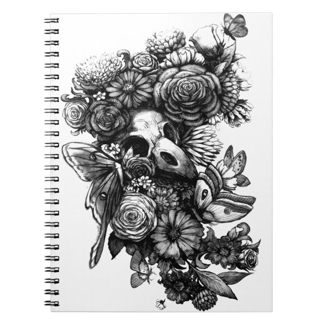 Roses and Moths - Black Notebook (Front)