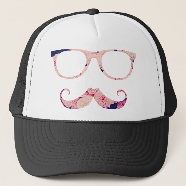 Roses and moustache trucker hat (Front)