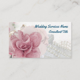 Roses and Pearls Wedding Romance Business Card