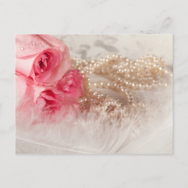 Roses and pearls with feathers postcard (Front)