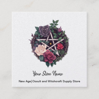 Roses and Pentagram Square Business Card