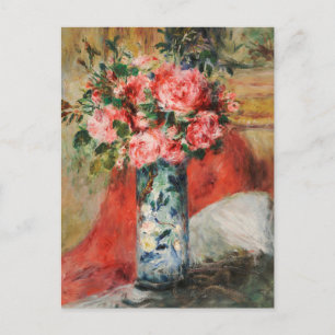 Roses and Peonies in a Vase   Renoir Postcard