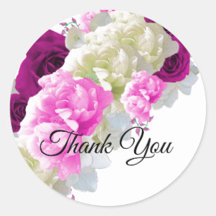 Roses and Peony Bouquet Thank You Sticker