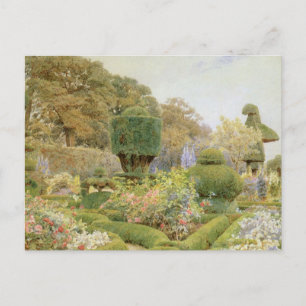 Roses and Pinks by Elgood, Vintage English Garden Postcard