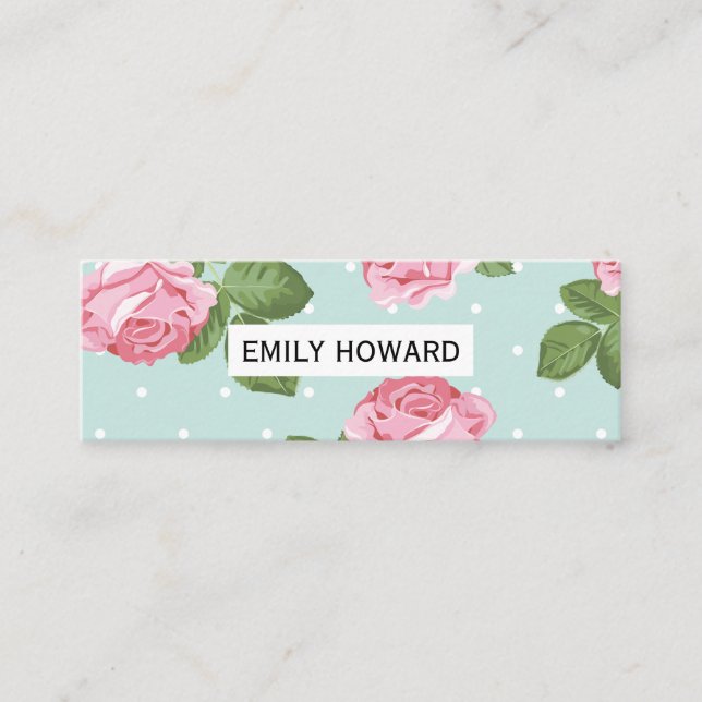 Roses and Polka Dots Mini Business Card (Front)