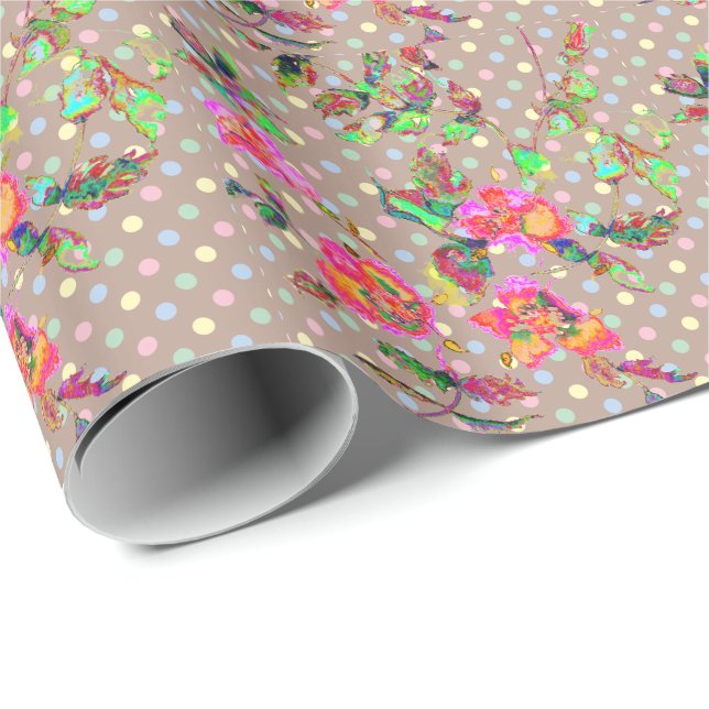 Roses and polka-dots wrapping paper (Roll Corner)