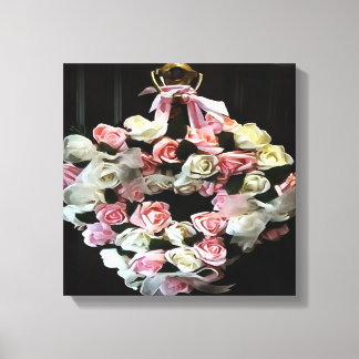 Roses and Ribbons Decorative Wreath Canvas Print
