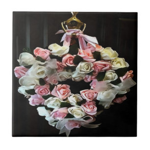 Roses and Ribbons Decorative Wreath Tile