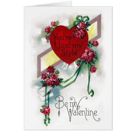 Roses and Ribbons Vintage Valentine Card