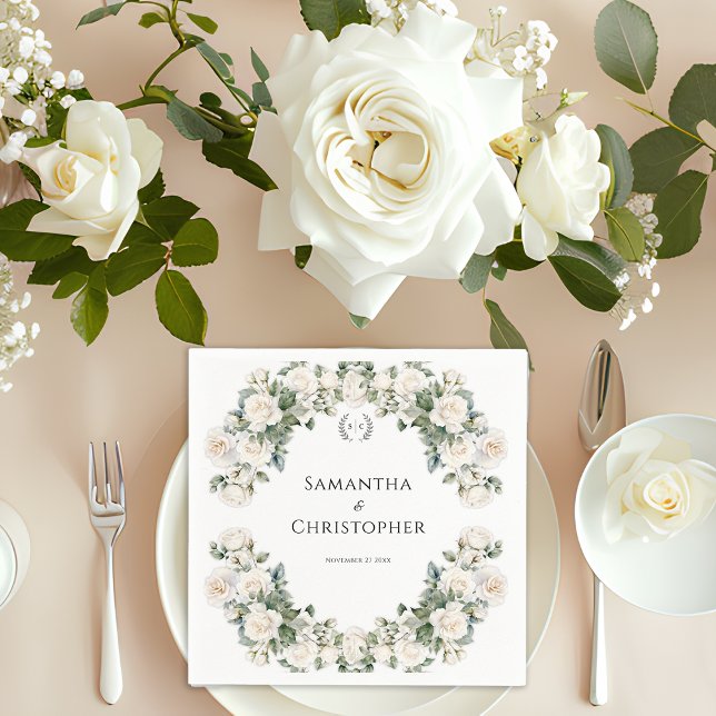 Roses and Romance Floral Wedding  Napkin (Creator Uploaded)