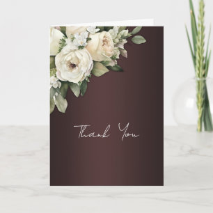 Roses and Romance Marsala Wedding Thank You Card