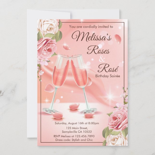 Roses and Rosé Invitation (Front)