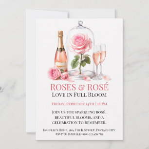 Roses and Rosé Invitation Elegant Champagne Garden