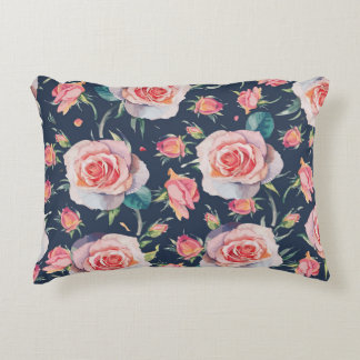 Roses and Rosebuds: Floral Seamless. Decorative Cushion