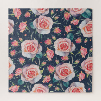 Roses and Rosebuds: Floral Seamless. Jigsaw Puzzle