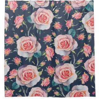 Roses and Rosebuds: Floral Seamless. Shower Curtain