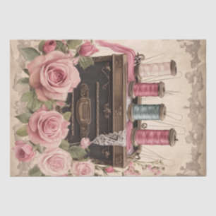 Roses and Sewing Ephemera Pattern Tissue Paper