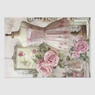 Roses and Sewing Ephemera Pattern Tissue Paper