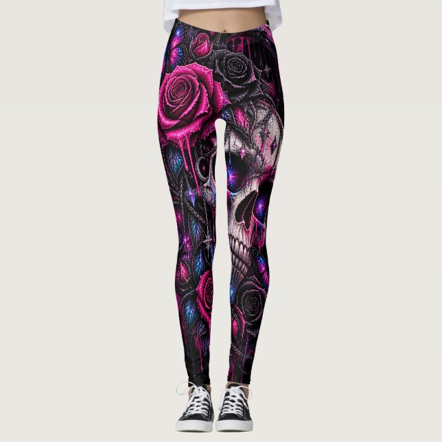 roses and skull- ARH Leggings (Front)