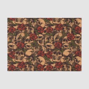 Roses and Skull Pattern Decoupage Tissue Paper