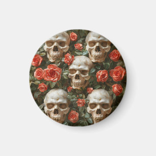 Roses and skulls design magnet