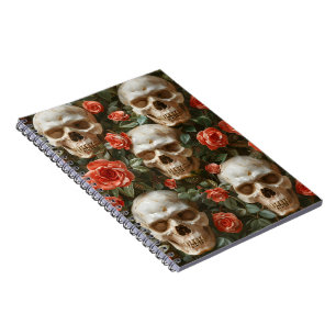 Roses and skulls design notebook