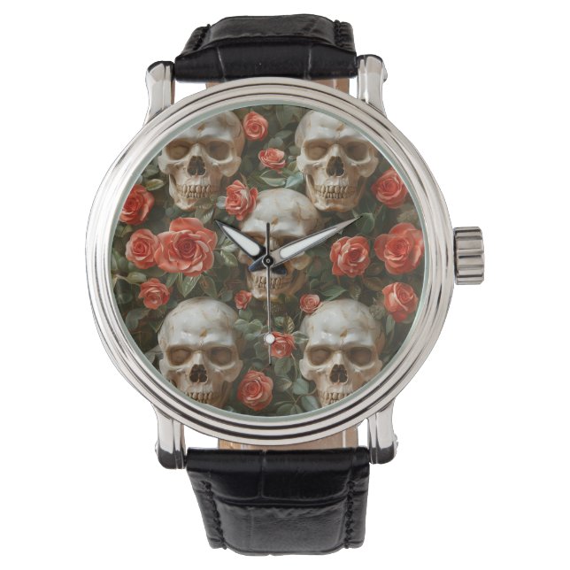 Roses and skulls design watch (Front)