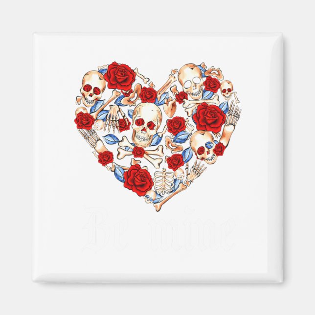 Roses And Skulls Heart Gothic Style Valentine Be M Magnet (Front)