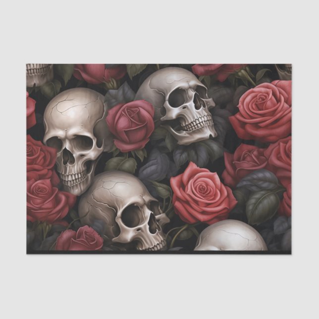 Roses and Skulls Tissue Paper (Front)