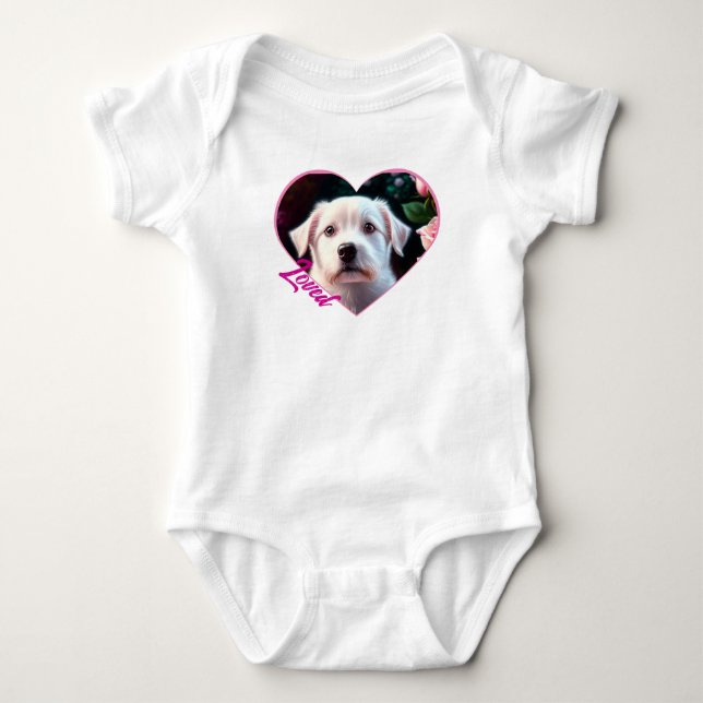 Roses And Small Dog Collection Baby Bodysuit (Front)