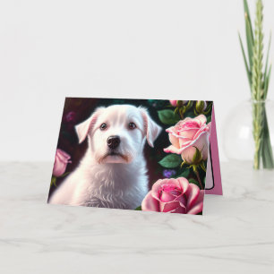 Roses And Small Dog Collection Card