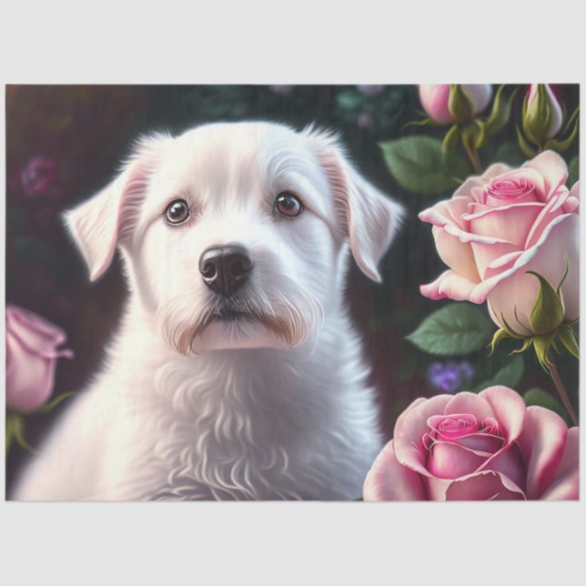 Roses And Small Dog Collection Tissue Paper (Front)
