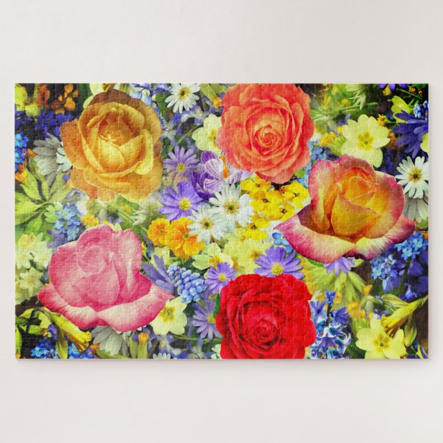 Roses and Spring Flowers Jigsaw Puzzle (Horizontal)