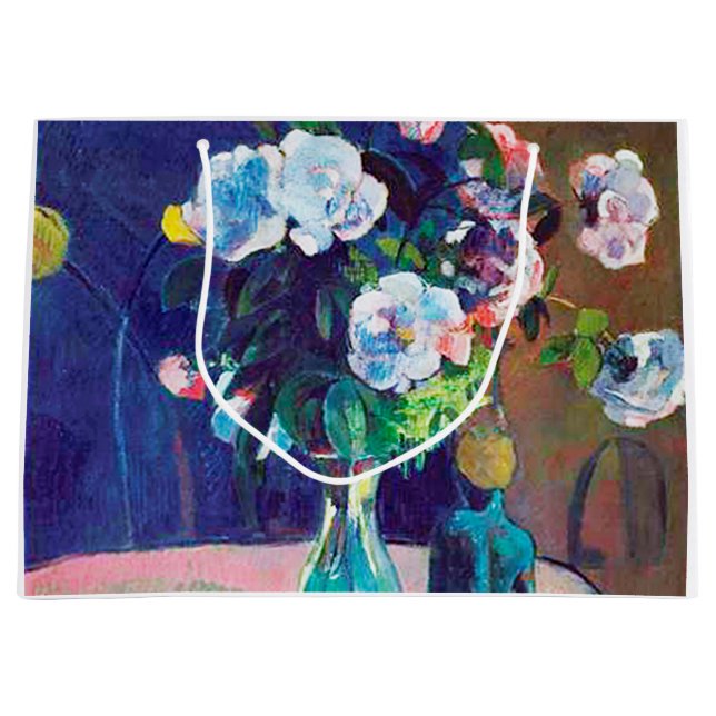 Roses and Statuette, Gauguin Large Gift Bag (Front)