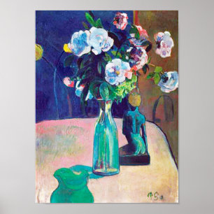Roses and Statuette, Gauguin Poster