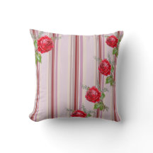Roses and Stripes Throw Pillow