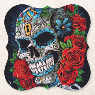 roses and sugarskull table coaster