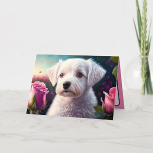 Roses And Sweet Dog Collection Card