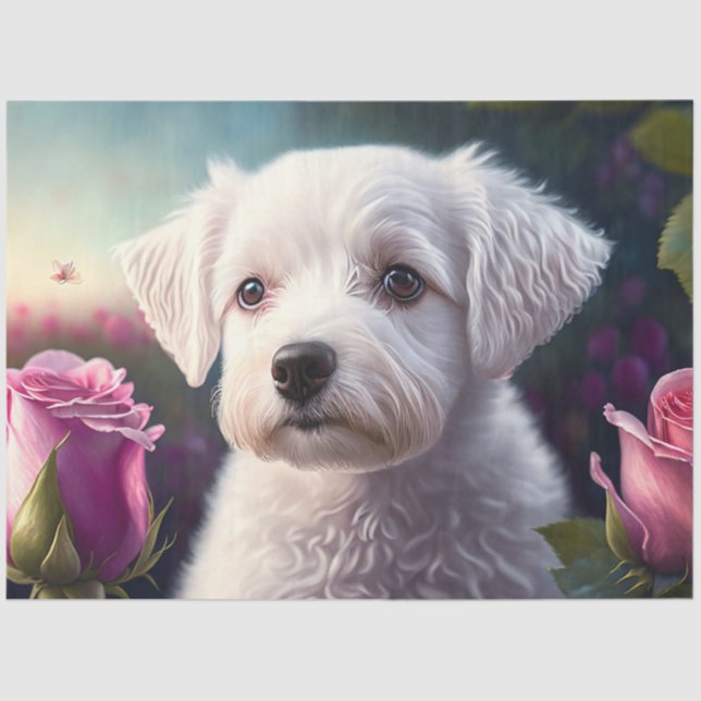 Roses And Sweet Dog Collection Tissue Paper (Front)