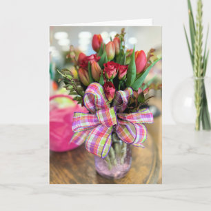 Roses and tulips thank you card