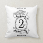 Roses and Vines Romantic 2nd Wedding Anniversary Cushion<br><div class="desc">A keepsake to mark your second wedding anniversary. The shield like design in black and white,  with roses and romantic vines. A great way to mark your 2nd year of marriage,  your cotton anniversary.</div>